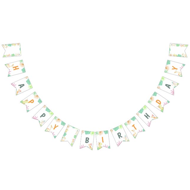 Bandeirinha Festa de Aniversário Feliz da Selva do Dinossauro  (Todos)