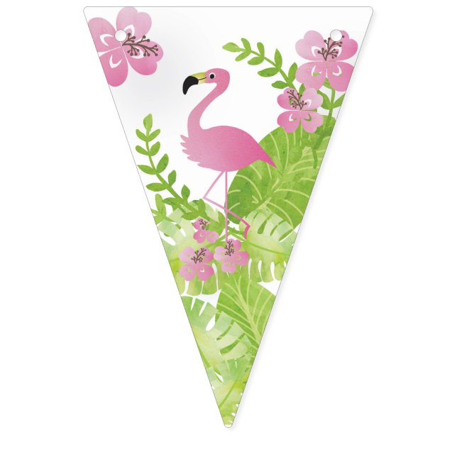 Bandeirinha Festa de aniversário Flamingo Rosa Tropical (Primeira Bandeira)