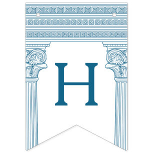 Bandeirinha Festa de aniversário grega com colunas de templo e