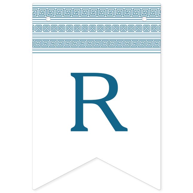 Bandeirinha Festa de aniversário Grego Azul Toga com Elementos (Décima Bandeira)