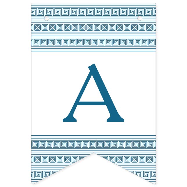 Bandeirinha Festa de aniversário Grego Azul Toga com Elementos (Terceira bandeira)