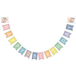 Bandeirinha Festa de aniversário Pastel Rainbow Unicorn