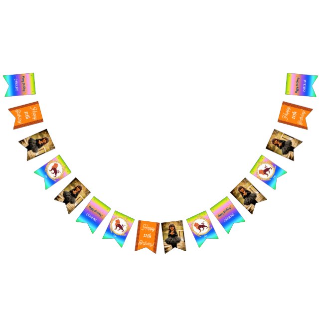 Bandeirinha Festa de aniversário Rainbow Leo Glitter (Todos)