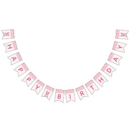 Bandeirinha Festa de aniversário rosa para meninas com coelho