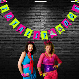 Bandeirinha Festa de Aniversário Totalmente Retro Neon dos Ano