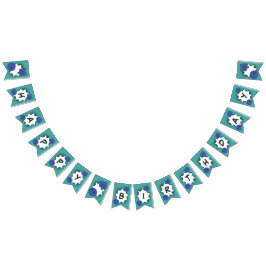 Bandeirinha Festa de Boliche de Aniversário Feliz Azul-Verde