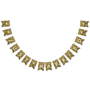 Bandeirinha Festa de casamento branca Dourado do brilho do