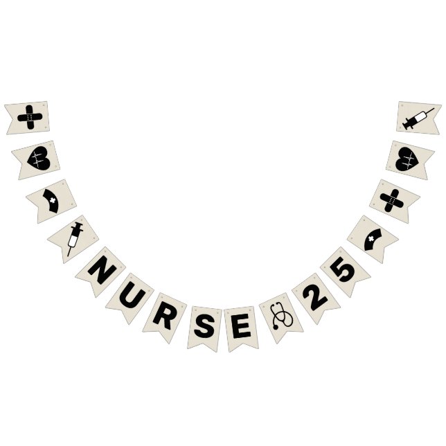 Bandeirinha Festa de Celebração de Enfermeira 2025 Burlap (Todos)