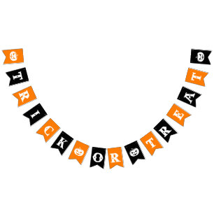 Bandeirinha Festa de Dia das Bruxas Preta e Laranja