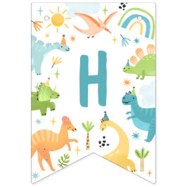 Bandeirinha Festa de Festa de aniversário do Dinossauro Azul