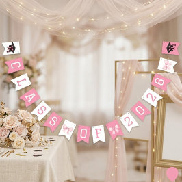 Bandeirinha Festa de Formatura da Turma de 2026 Rosa e Branco