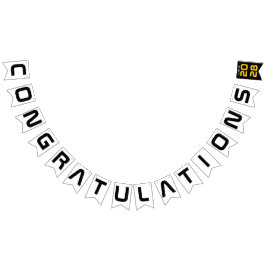 Bandeirinha Festa de formatura de Parabéns Pretos Dourados Mod