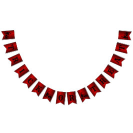 Bandeirinha Festa de Halloween Mau Black Cat Pumpkin Red Scary