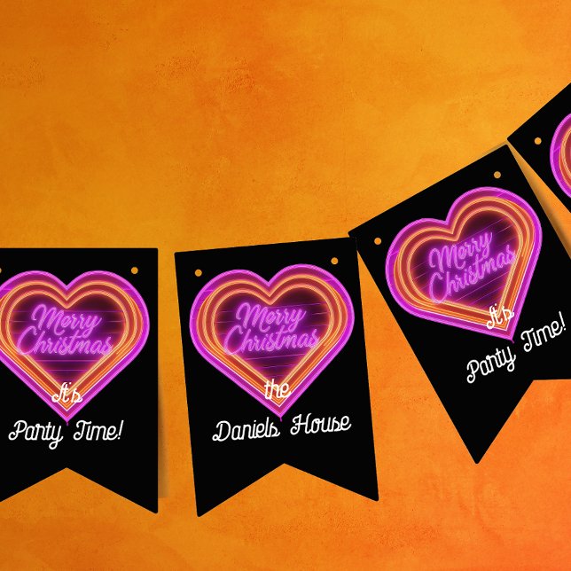 Bandeirinha Festa de Natal Neon Merry (Criador carregado)