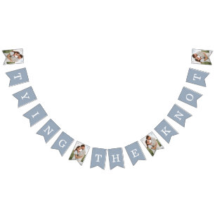 Bandeirinha Festa de noivado de fotos azul empoeirado