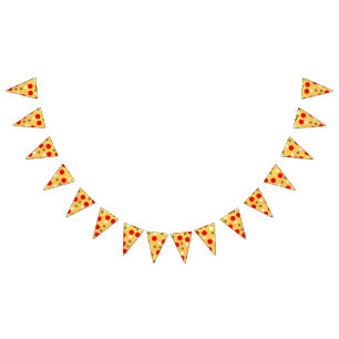 Bandeirinha Festa de pizza divertida e legal para aniversário 
