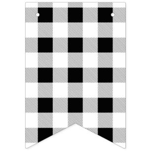 Bandeirinha festa de plaid búfalo preto e branco rústica de fa