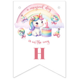 Bandeirinha Festa de primeiro aniversario de Garota Floral Mís