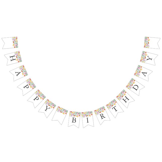 Bandeirinha Festa de primeiro aniversario Moderna de Flores Se (Todos)