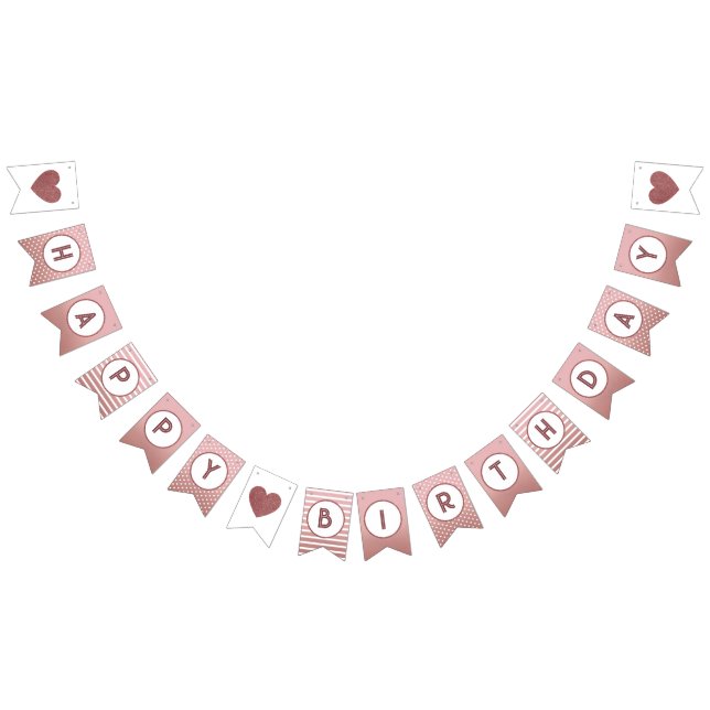 Bandeirinha Festa de rosa Dourada Feliz Aniversário Chic Girly (Todos)