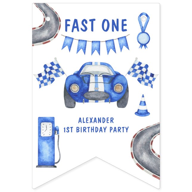 Bandeirinha Festa de um ano de carro de corrida (Primeira Bandeira)