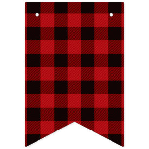 Bandeirinha festa de xadrez búfalo vermelho lenhador inverno r