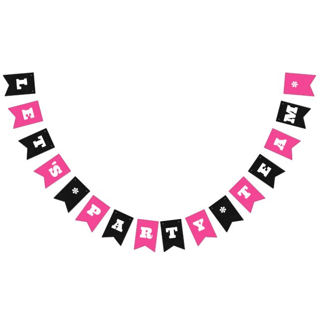Bandeirinha Festa Personalizada Rosa/Preta ou Evento de Trabal (Todos)
