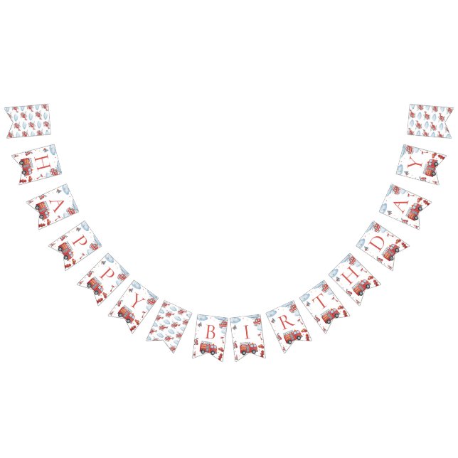 Bandeirinha Firetruck Birthday Party Banner (Todos)