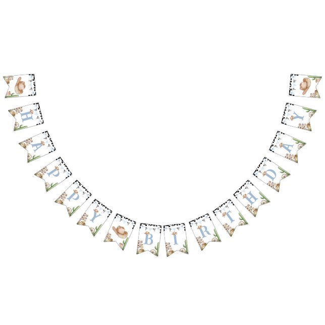 Bandeirinha First Rodeo Birthday Bunting Banner Decor (Todos)