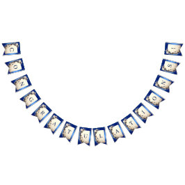 Bandeirinha Flâmula de Embelezamento Floral Azul Branco