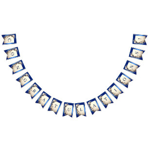 Bandeirinha Flâmula de Embelezamento Floral Azul Branco