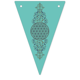 Bandeirinha Flor de Vida - Vintage Ornament Ouro azul