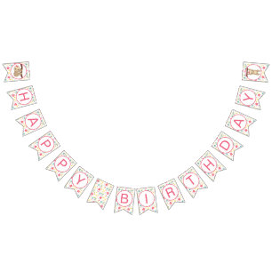 Bandeirinha Flor Sloth Happy Bithday Party Banner