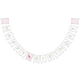Bandeirinha Floral Alphabet Happy Birthday Banner