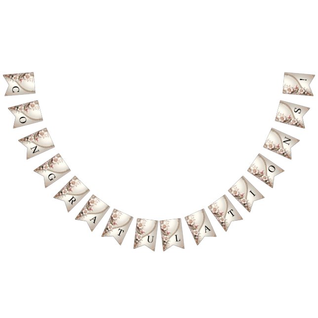 Bandeirinha Floral and Pearl Embellishments Bunting Flag (Todos)