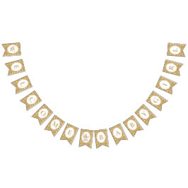 Bandeirinha Floral Carriage Bunting Banner | Gold Welcome Baby