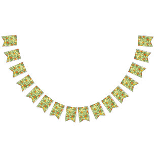 Bandeirinha Floral de Casamento Laranja Amarelo