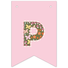 Bandeirinha Floral Fada Borboleta Feliz Banner de Aniversário