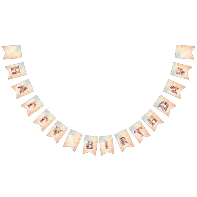 Bandeirinha Floral Happy Birthday Bunting – Elegant Banner (Todos)