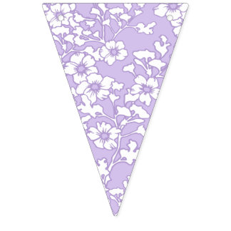Bandeirinha Floral Trellis White - Purple