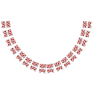 Bandeirinha Floral Vermelho e Dourado Geométrico