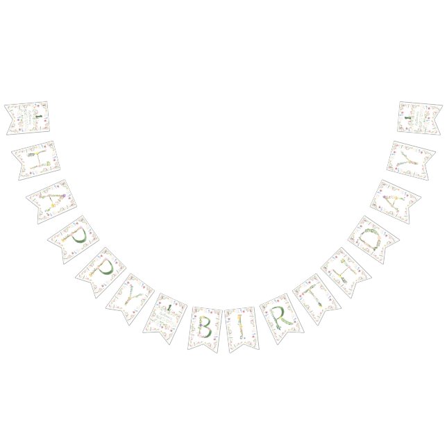 Bandeirinha Floral Watercolor Alphabet ABC Aniversário (Todos)