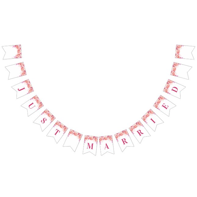 Bandeirinha Flores de Aquarela Rosa-Banner do recem casados (Todos)