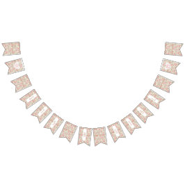 Bandeirinha Flores Rústicas de Madeira Rosa Banner Chá de fral