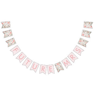 Bandeirinha Flores selvagens Futuro Sra. Bridal Bunting Banner