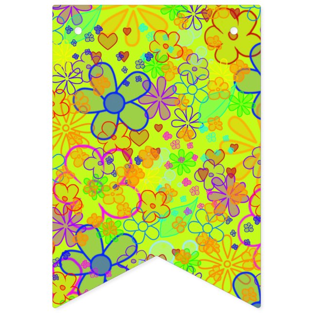 Bandeirinha Flower Power Blossoms - padrão colorido 1 (Primeira Bandeira)