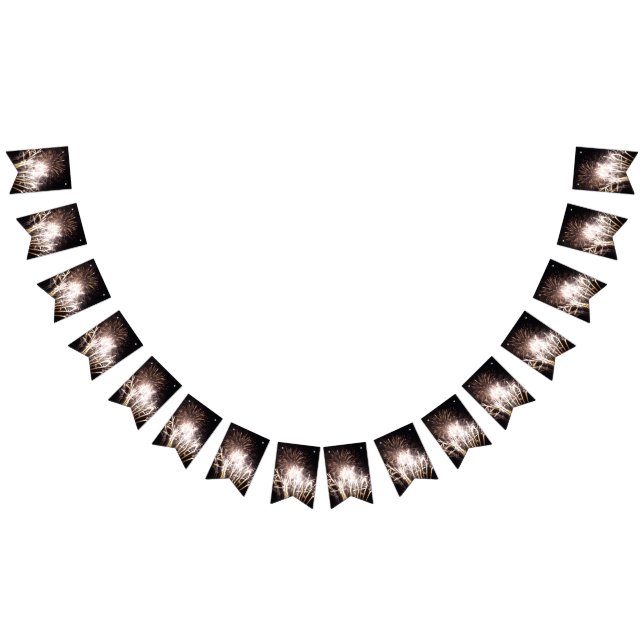 Bandeirinha Fogos de artifício brancos e Dourados I Celebração (Todos)