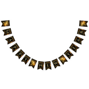 Bandeirinha Fogos de Ouro Festivos do feliz ano novo