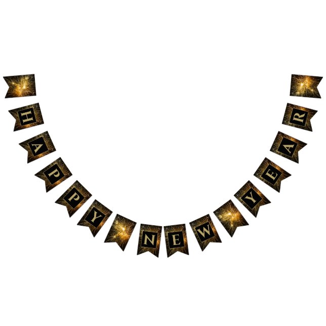 Bandeirinha Fogos de Ouro Festivos do feliz ano novo (Todos)