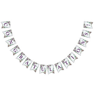 Bandeirinha Folhagem Verde Floral Purple Festa de casamento de